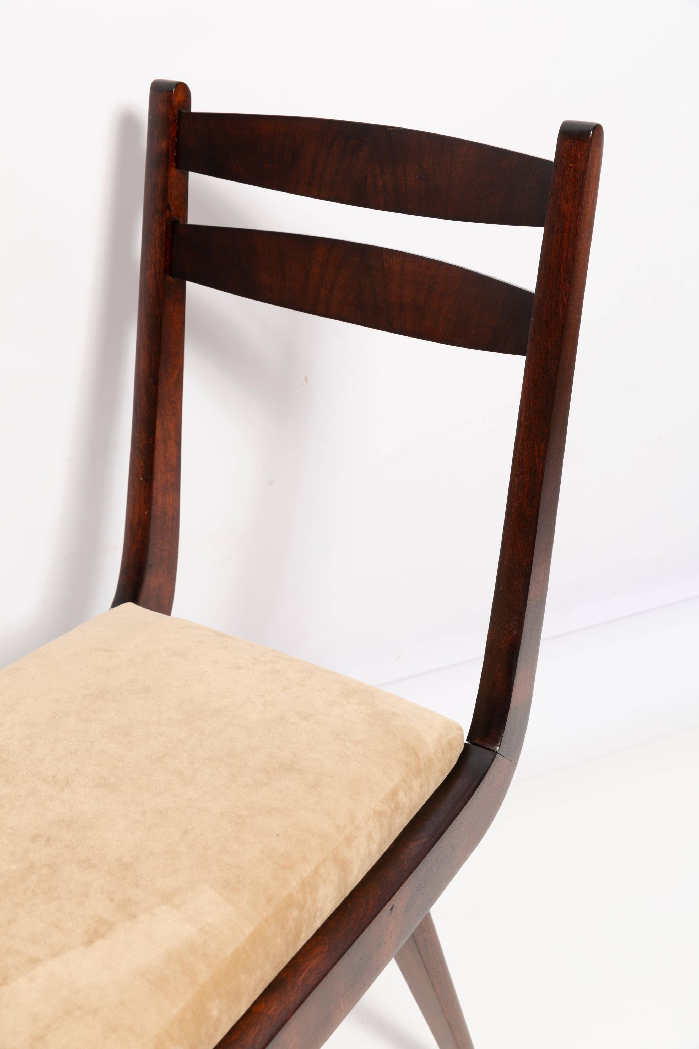 Chaise Mid Century Gazelle II en Velours Beige et Bois de Hêtre, Europe, 1960s
