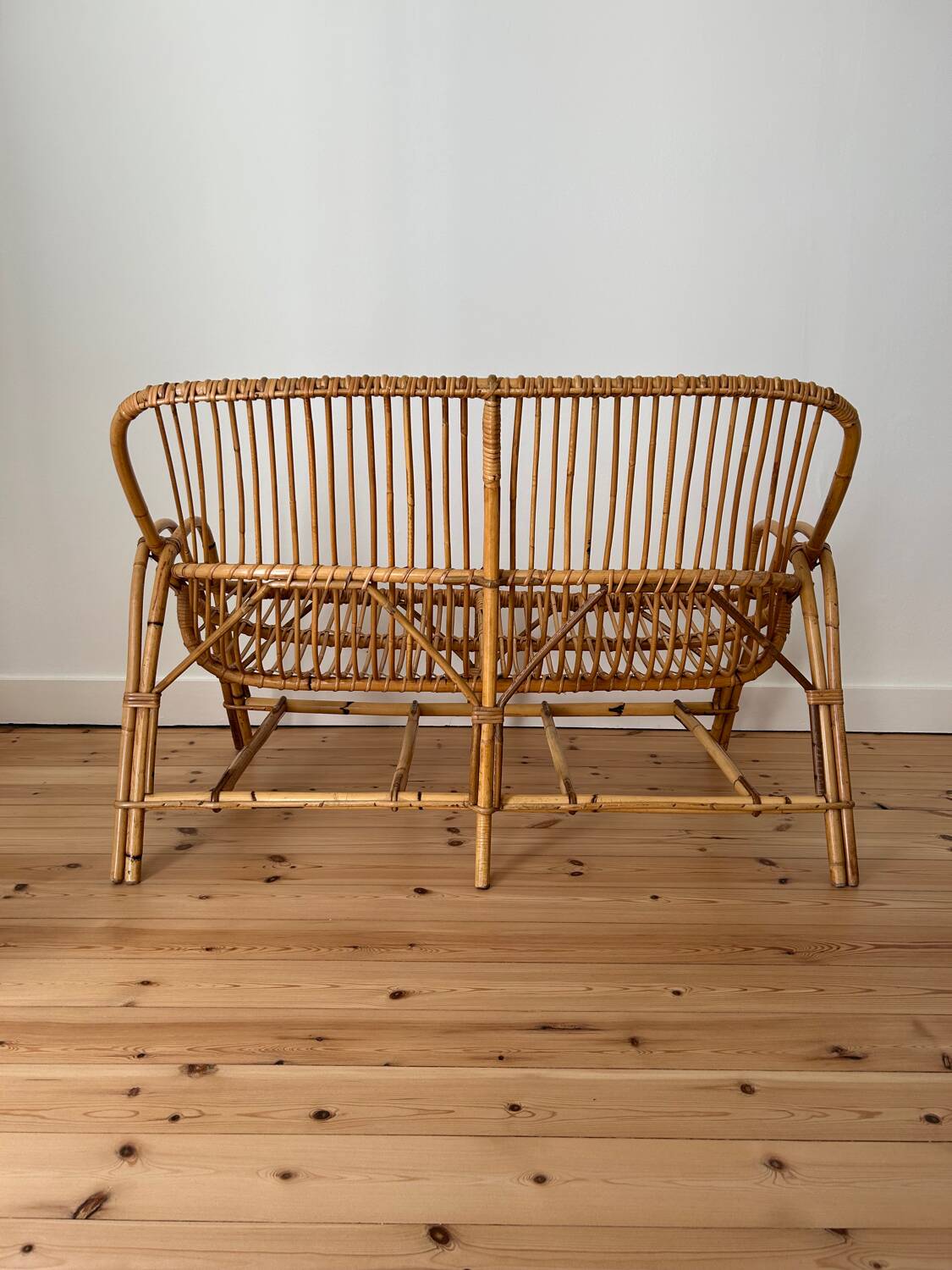 Vintage rattan bench