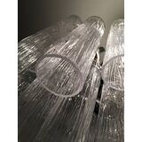 Murano Glass Sputnik Chandelier With "Corteccia" Tubes Italian Glass