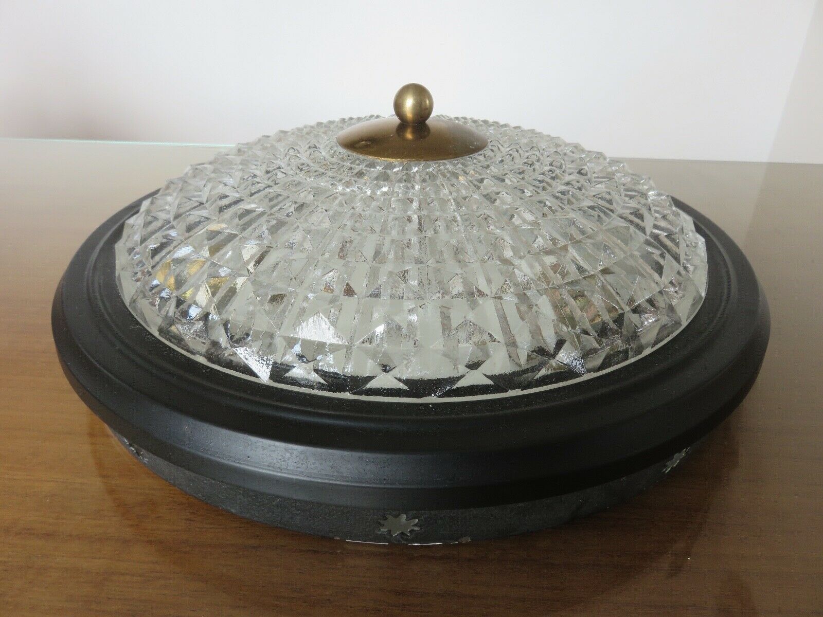 Applique " étoilée " 3 feux, verre diamant et laiton années 50 60