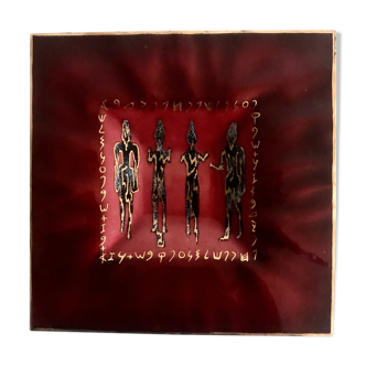 Empty enamel pocket on copper workshop Chehab Lebanon