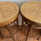 Wooden and cane bistro bar stools