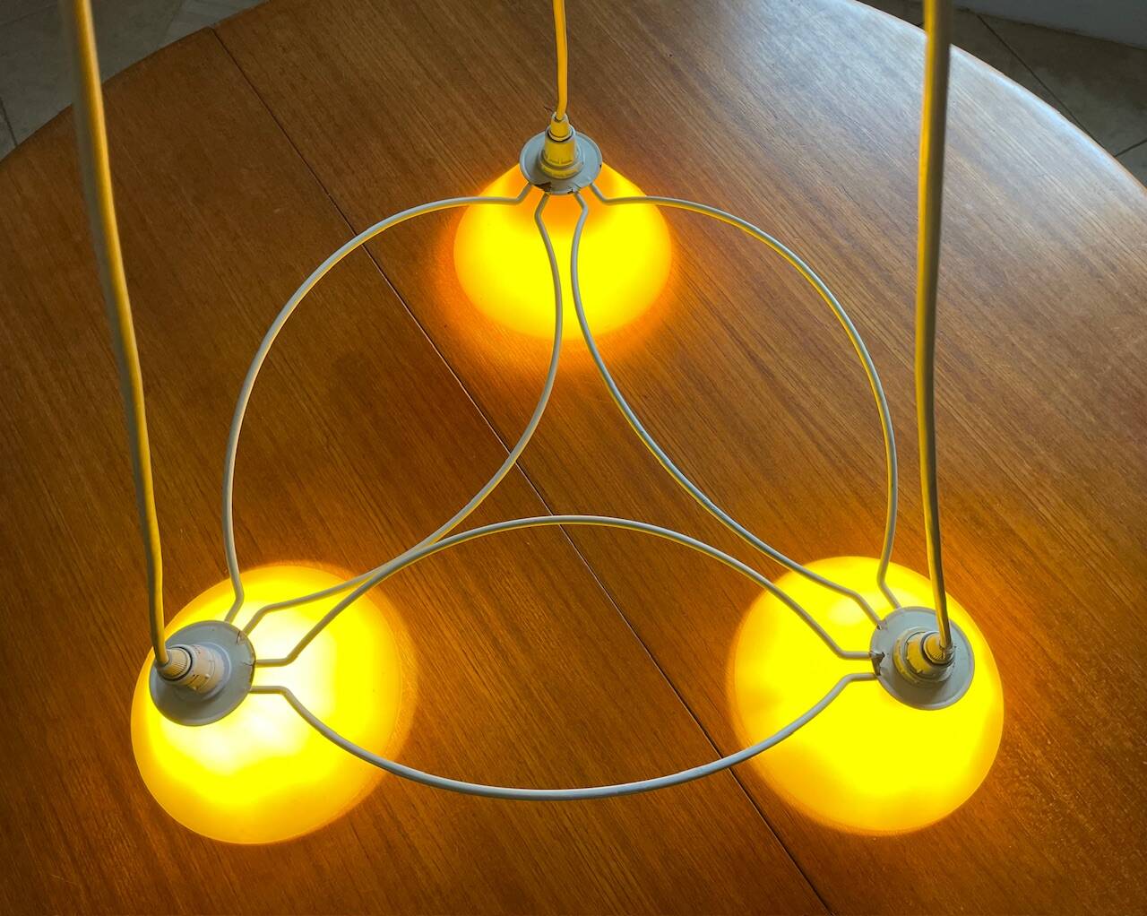 Vintage 3-light pendant light by Le Dauphin circa 1980s