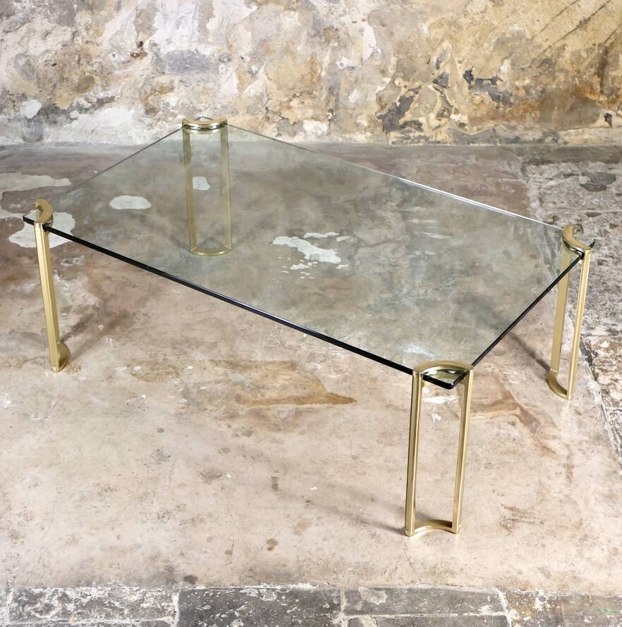 Brass and glass coffee table model T24 by Peter Ghyczy