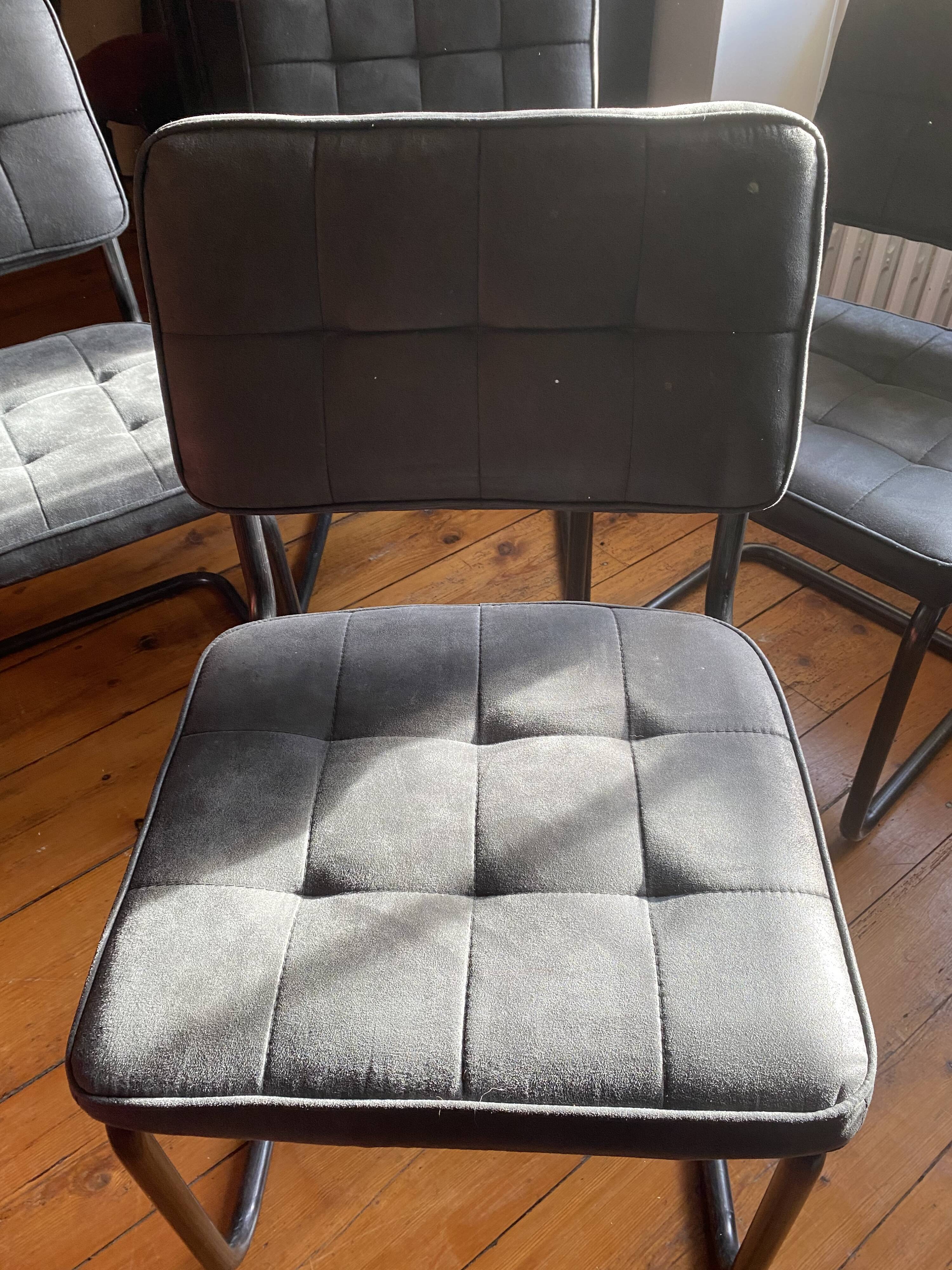4 leather chairs black