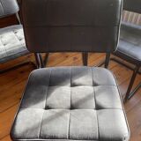 4 leather chairs black