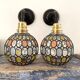 Pair of vintage faceted glass wall lamps
