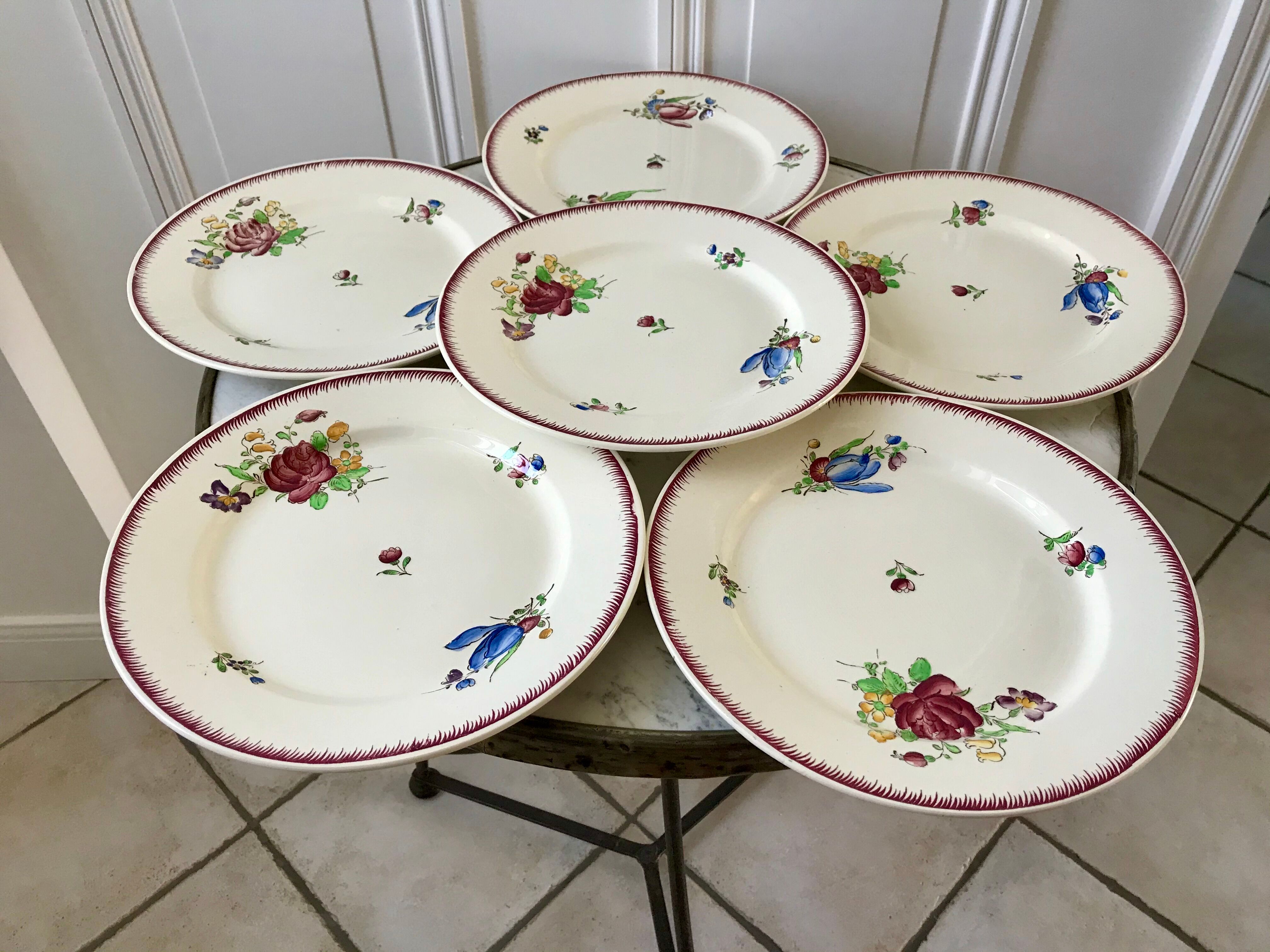 lot de 6 grandes assiettes plates Villeroy & Boch La Louvière fabrication belge en Terre de Fer débu