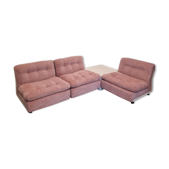 Pink Mario Bellini modulair Amanta sofa with coffeetable for C&B Italia 1970s