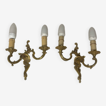 Paire d'appliques murales en bronze chandelier, style classique, Louis XV