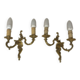 Pair of bronze chandelier wall lights, classic style, Louis XV