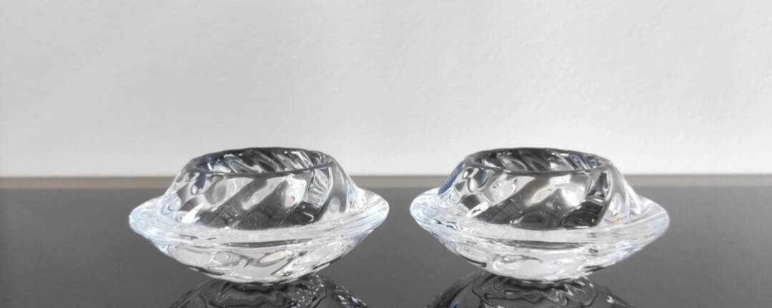 Pair of candlesticks "Hvidovre" in crystal - Royal Copenhagen