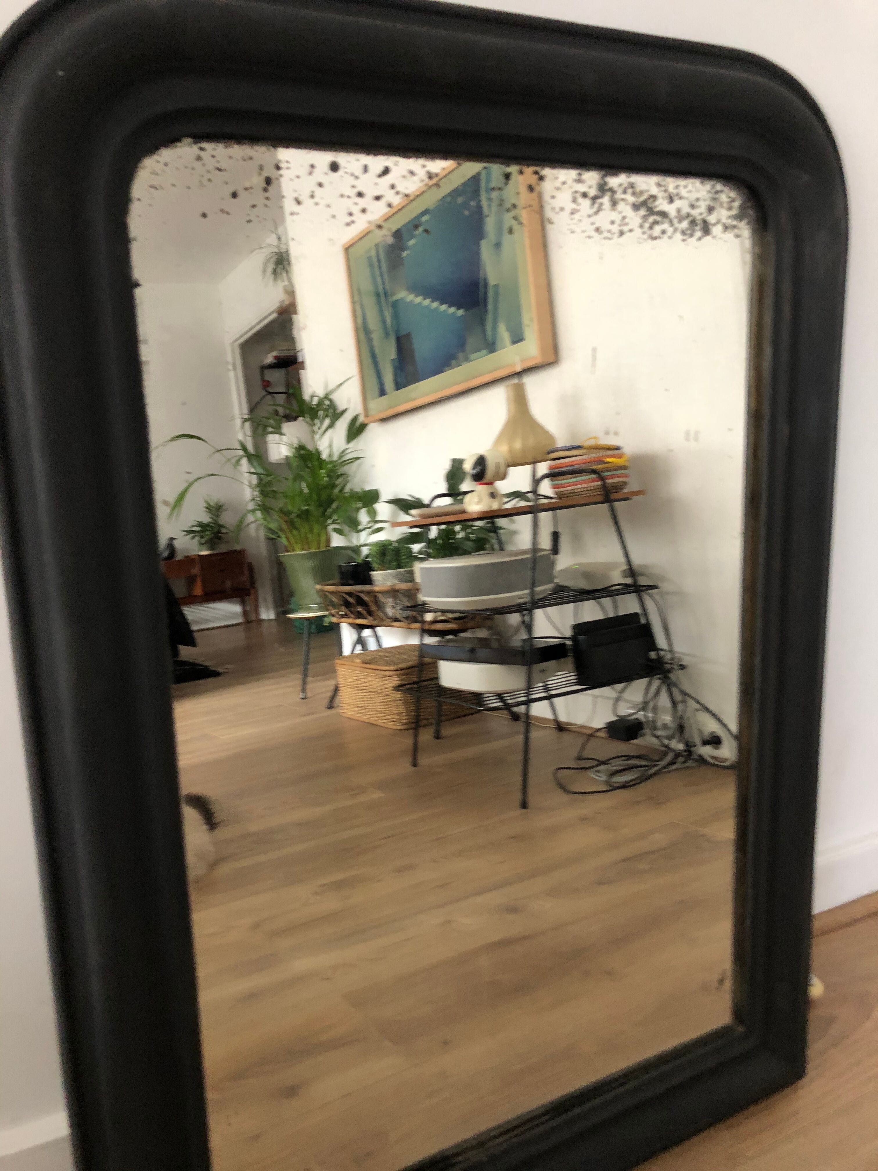 Louis Philippe old matte black mirror