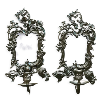 Appliques bougeoirs laiton miroir