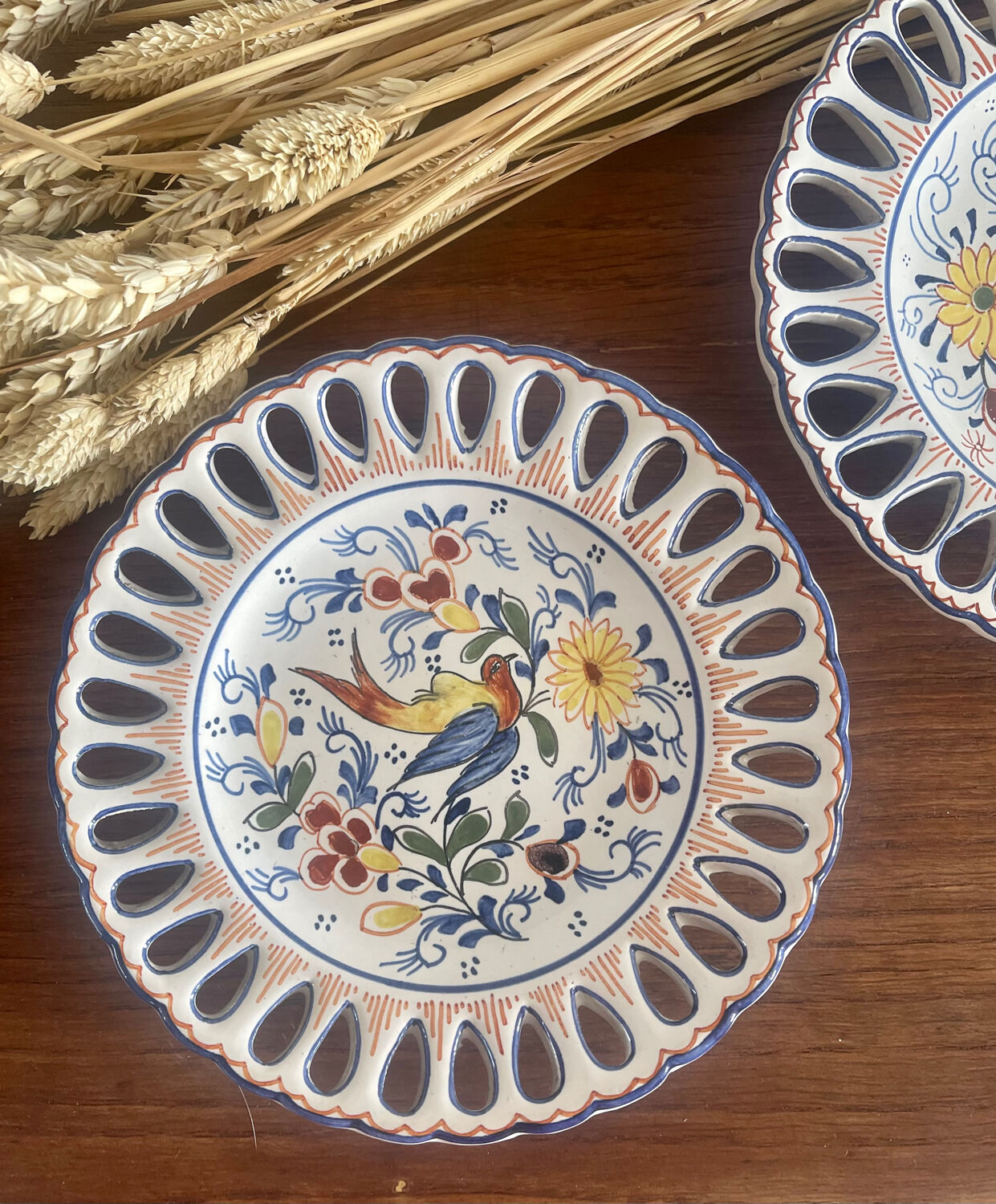 Pair of Rouen earthenware plates