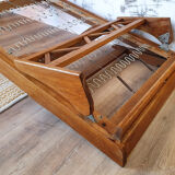 folding bed wood, daybed, solid oak, vintage, 50s