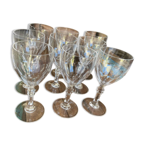 9 verres à eau en cristal