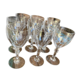 Set of nine cut crystal water glasses