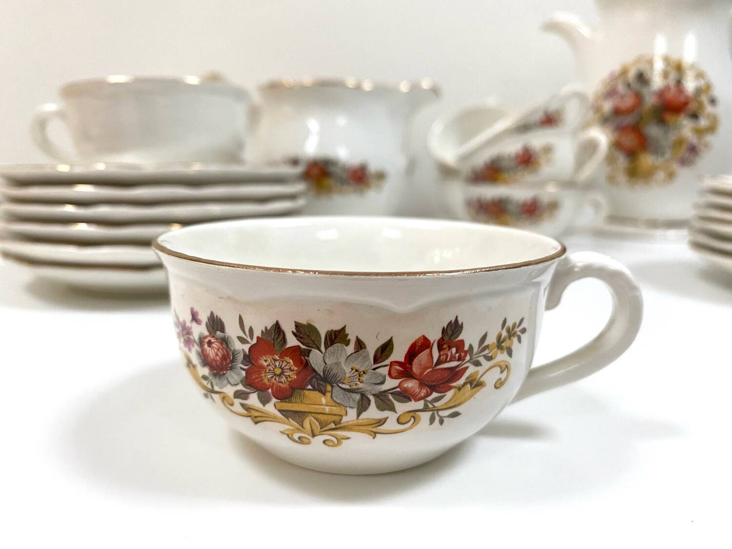 Service à café complet 12 tasses Digoin Sarreguemines des années 50