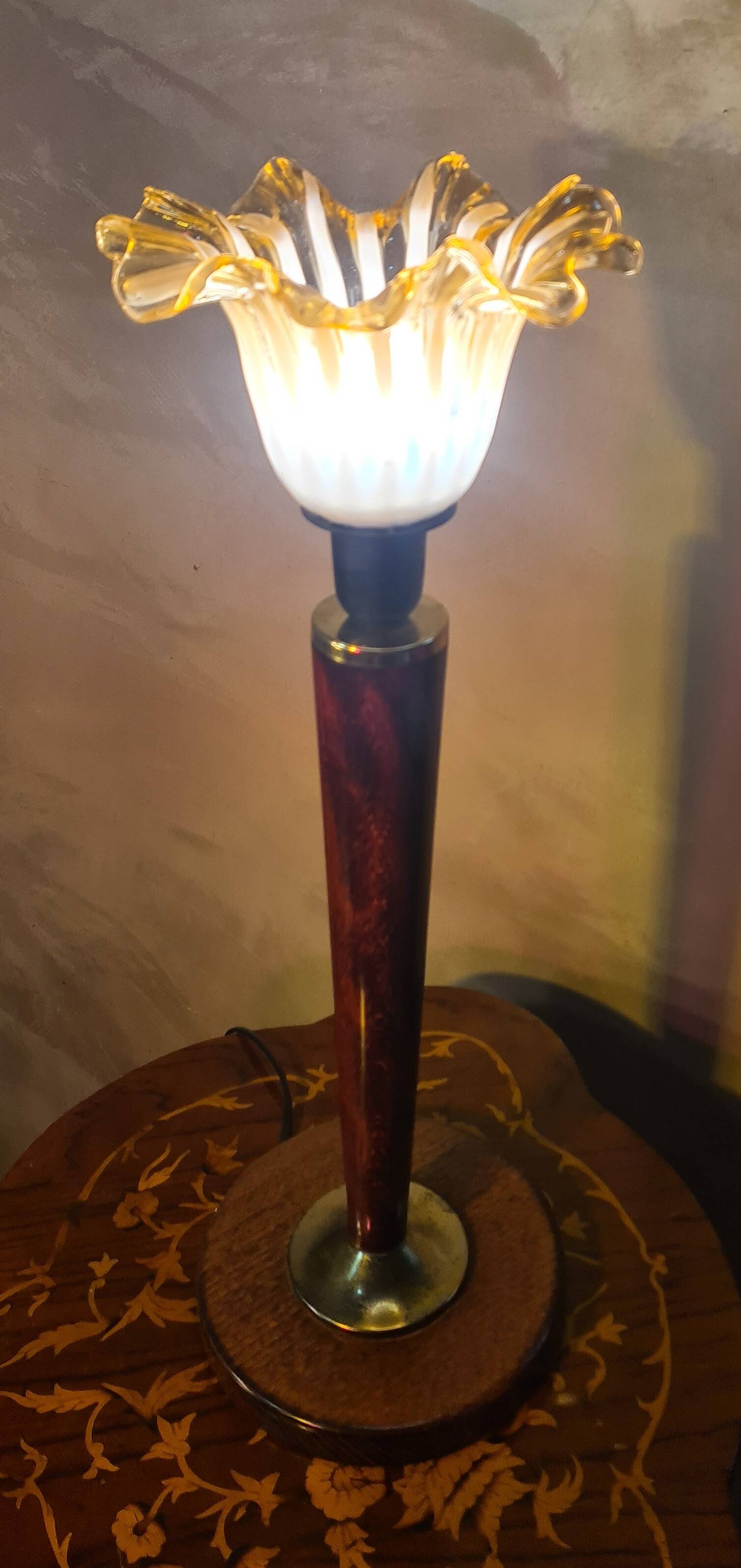 Mazda wooden lamp 1940 Murano tulip 60x45 very good condition