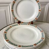 set of 6 flat plates Terre de Fer St Amand model "Molière" XXth