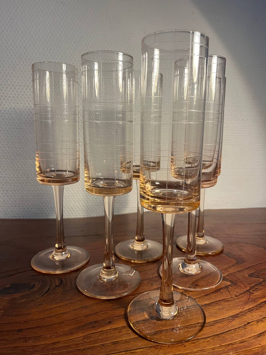 Set of 6 champagne glasses – Studio Nova – Parc Avenue Green Pink – A