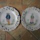 Malicorne earthenware plates, late nineteenth century, Breton décor.