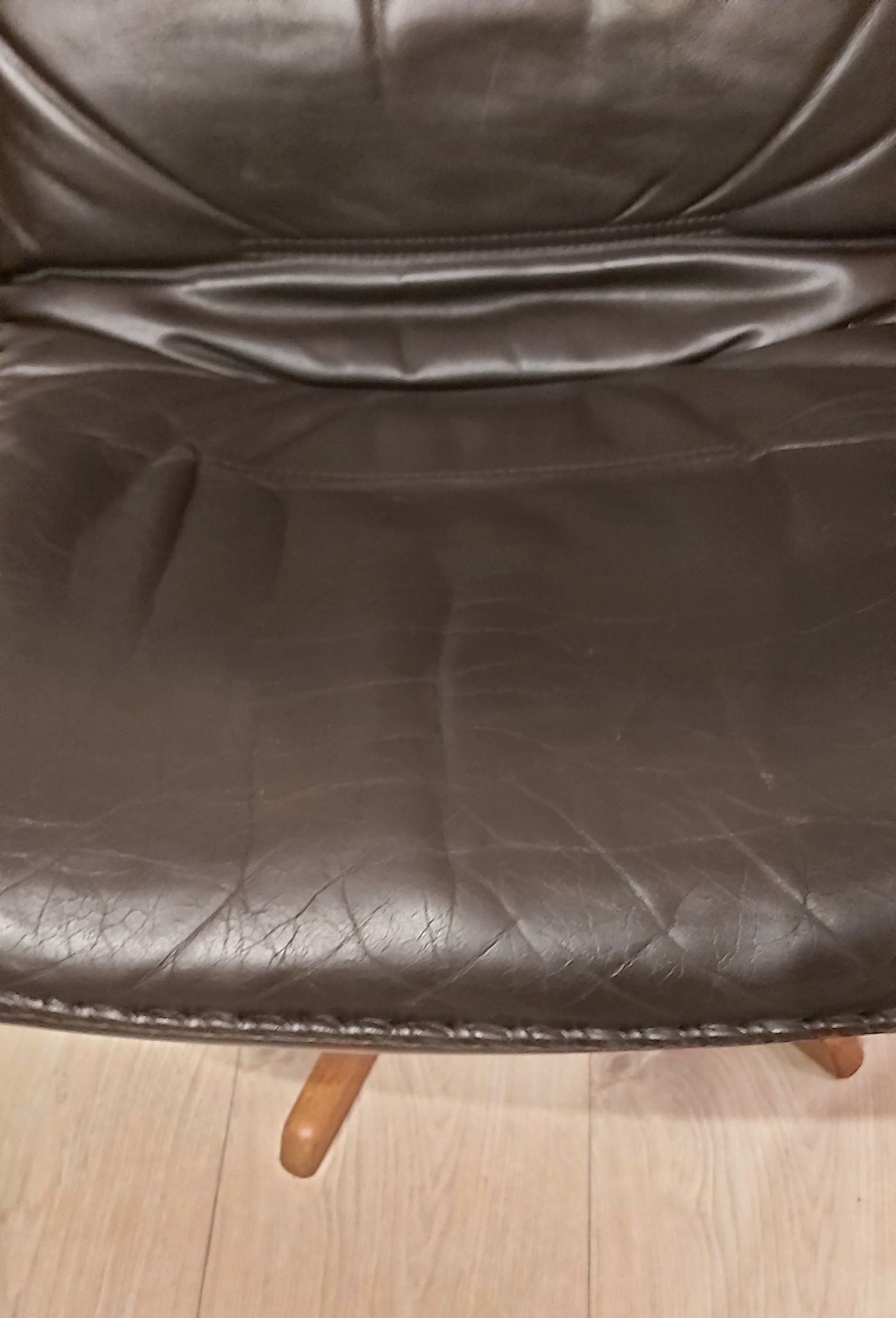 Swivel armchair with footrest, Berg Forniture, Denmark, 1970s