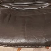Swivel armchair with footrest, Berg Forniture, Denmark, 1970s
