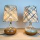 Pair of lamps sandstone lampshade wool workshop 7 suns by Bernadette Ver Eecke Scherrer