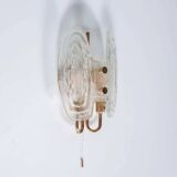 Space Age wall light in glass by Hillebrand, brass and glass.