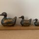 Set of 3 antique tin and brass ducks