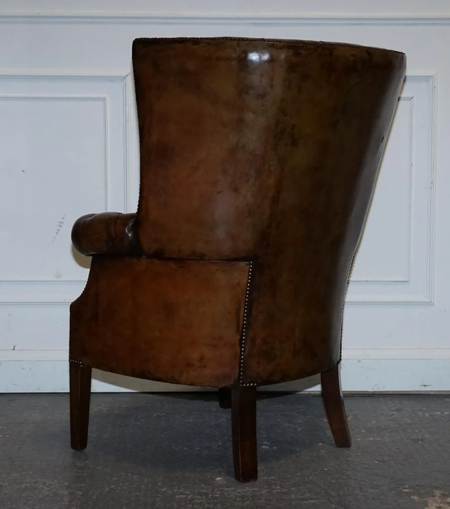 Chesterfield Porter Wingback Chair in Hand-Dyed Leather