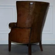 Chesterfield Porter Wingback Chair in Hand-Dyed Leather