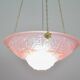 Pink Art Deco top quality pendant light with floral decorations, signed Degué