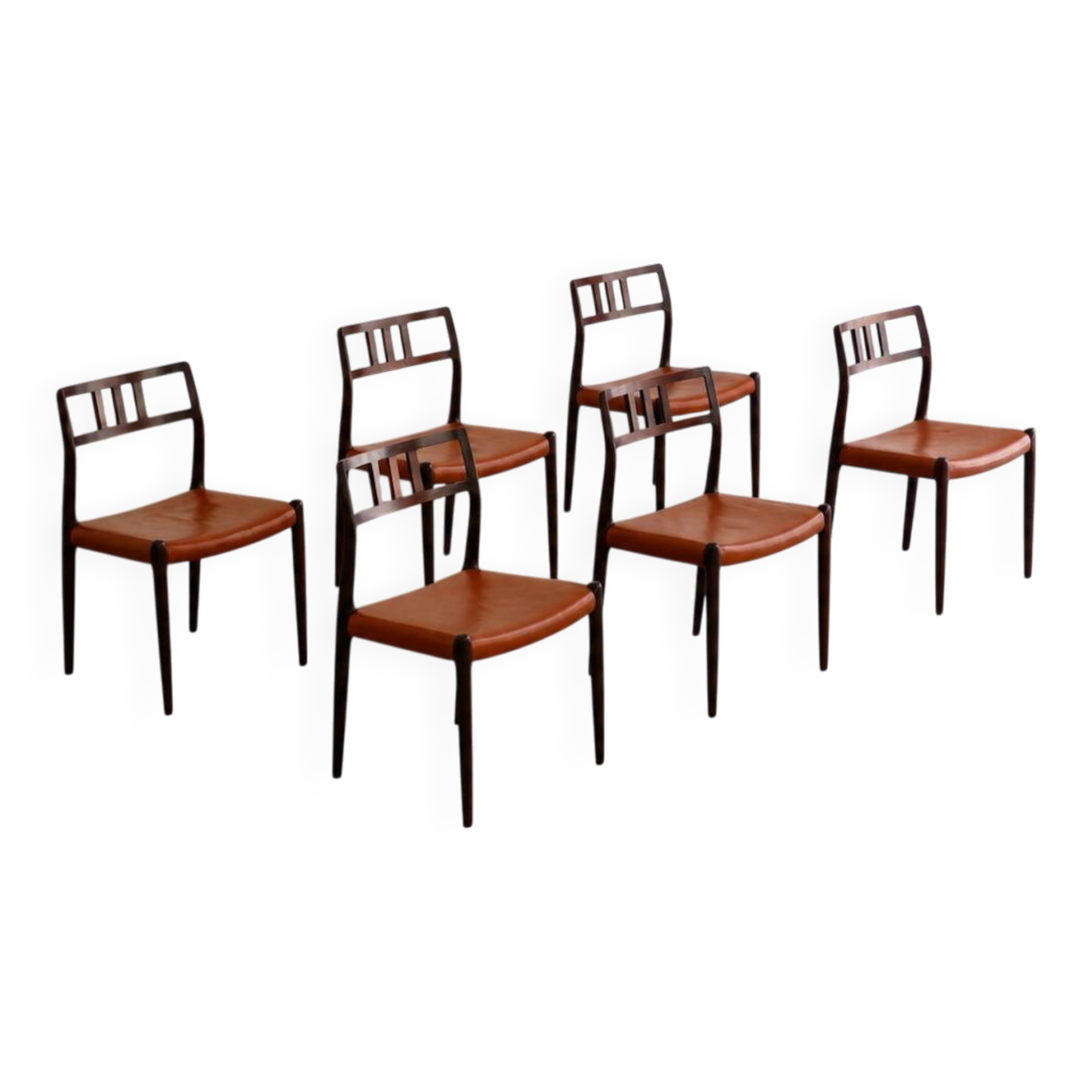Set of 6 "Mod. 79" dining chairs in rosewood by Niels Moller