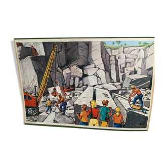 Educational and industrial school poster the vintage granite mine