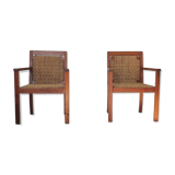 Paire de fauteuils corde des années 50