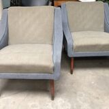 Fauteuils bi color vintage années 60 lainage