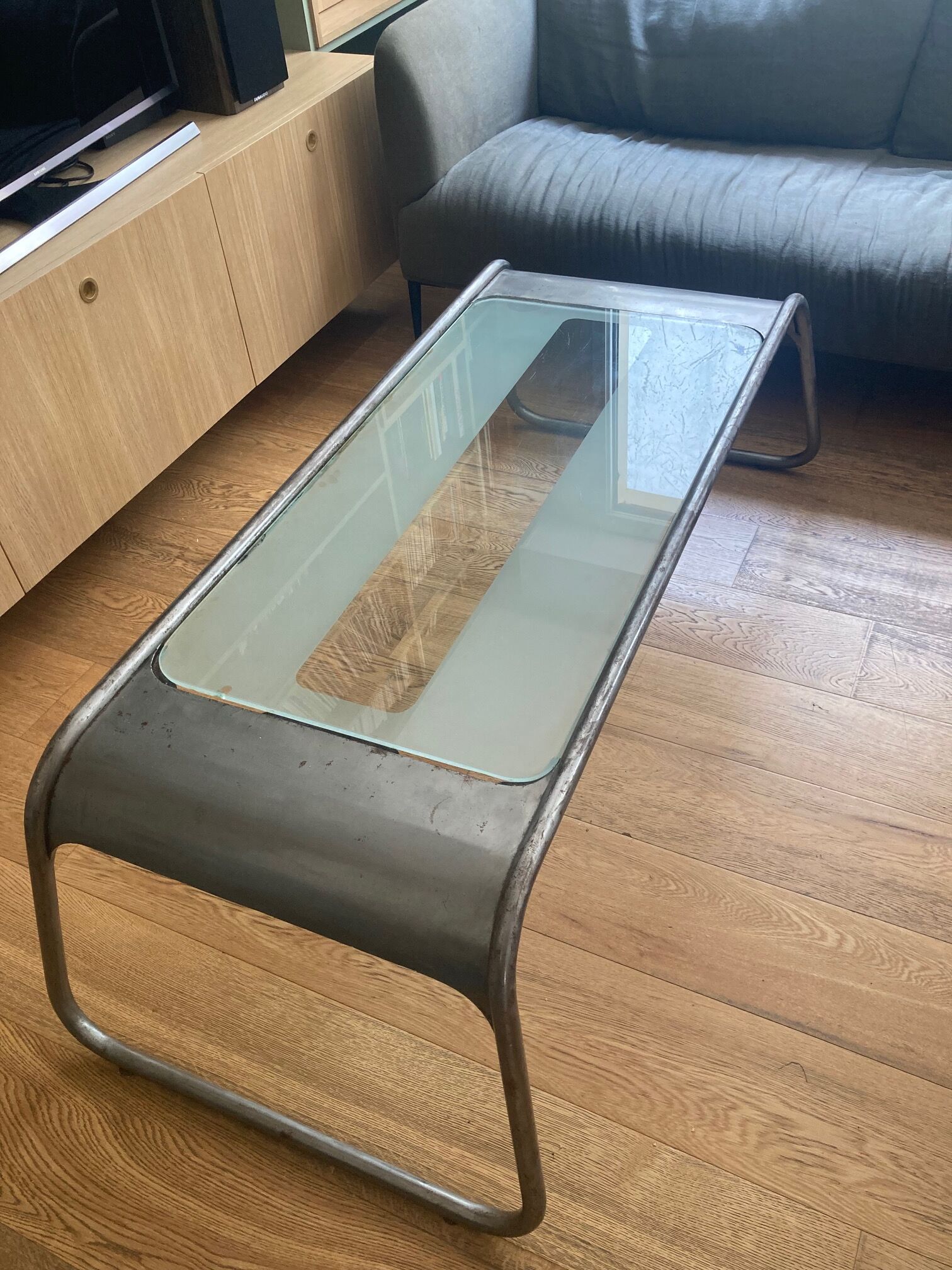 Metal and glass coffee table
