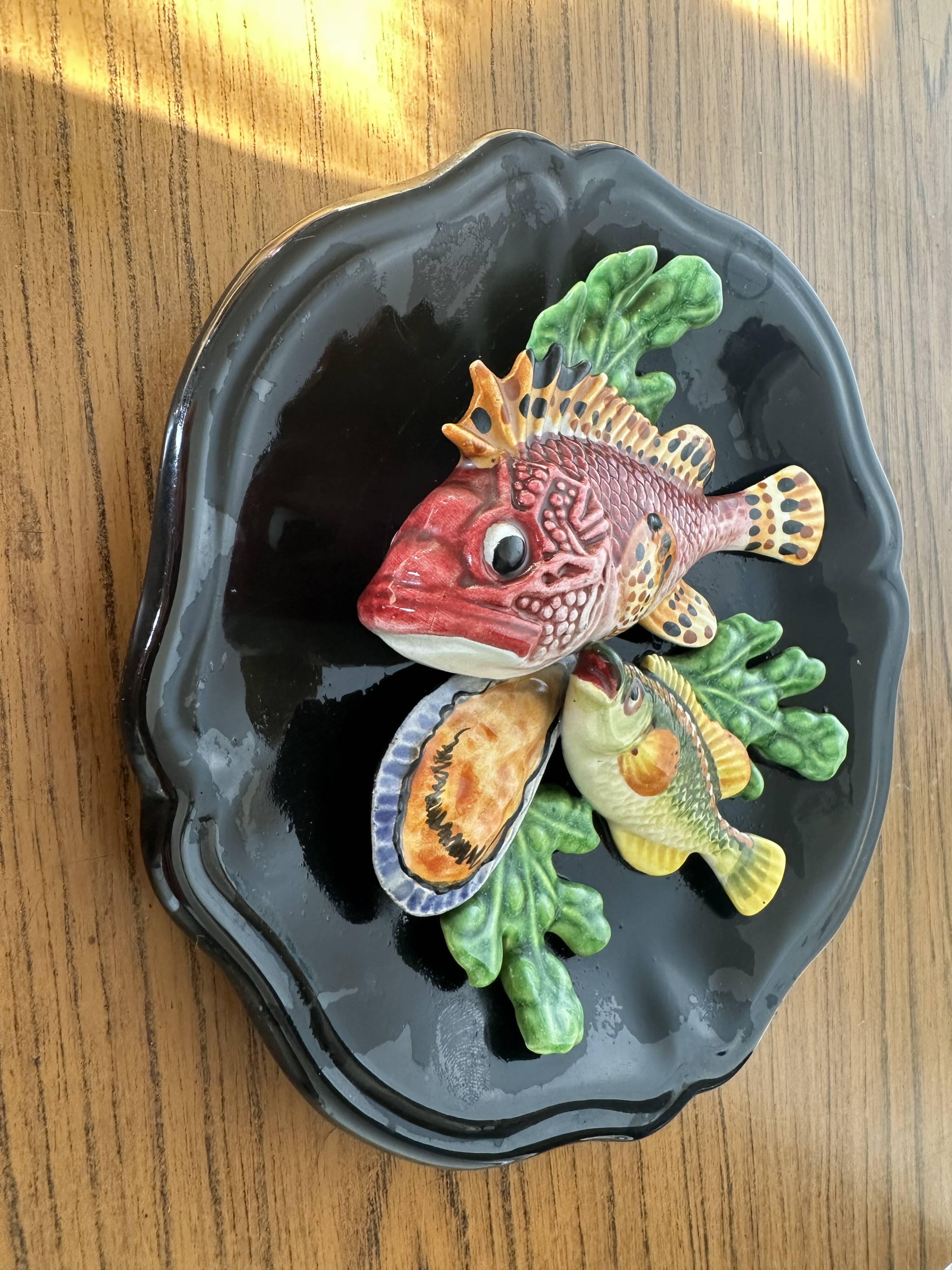 Palissy Vallauris majolica wall plate circa 1950