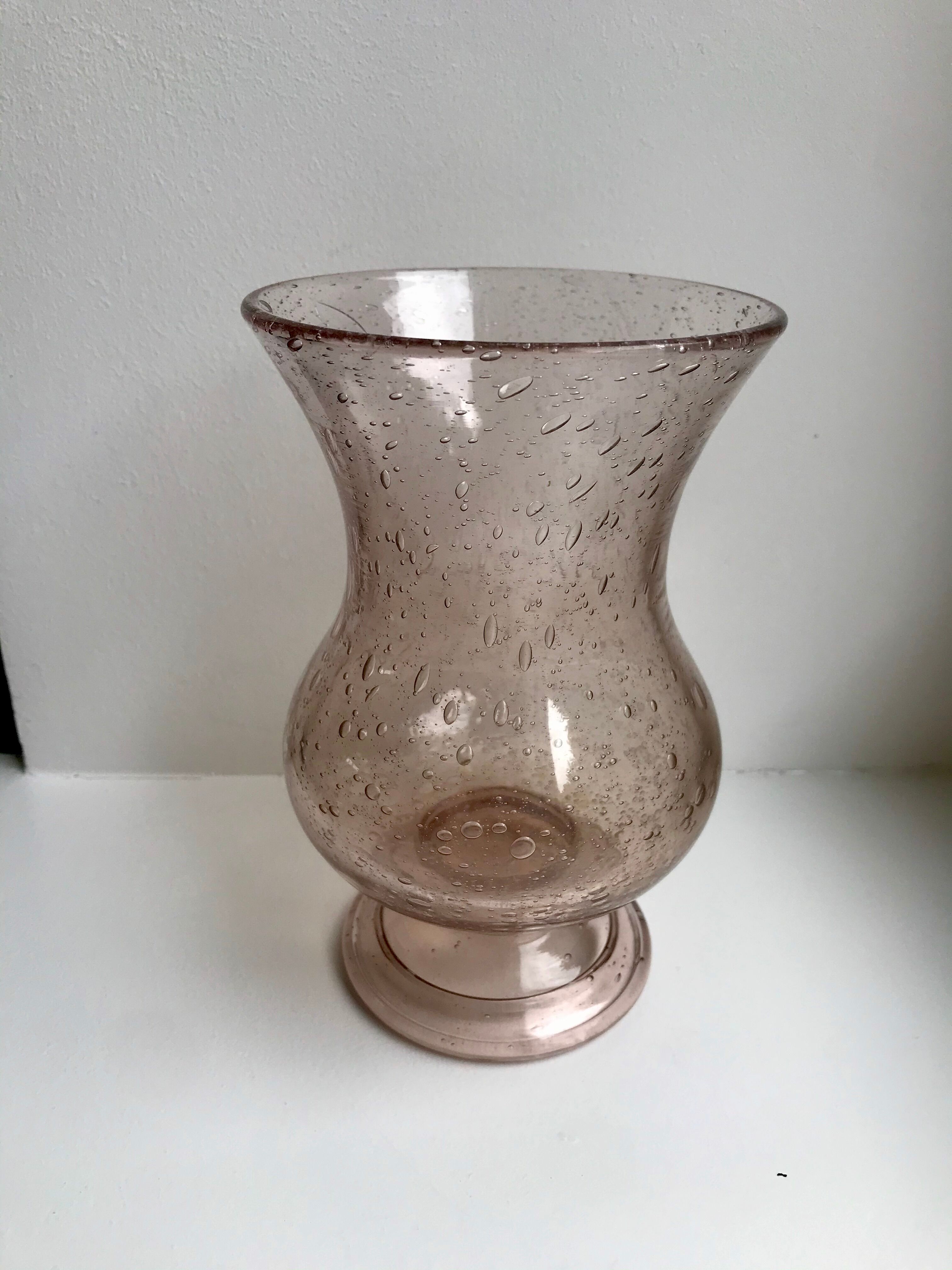 Bubbled glass vase from biot rose 60s-70s