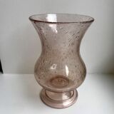 Vase en verre bullé de biot rose années 60-70