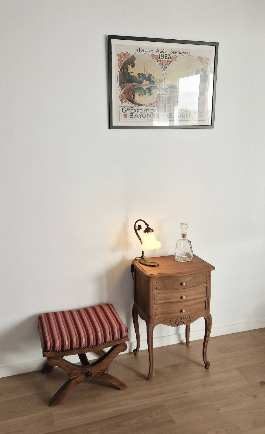 Louis XV style wooden bedside chest of drawers