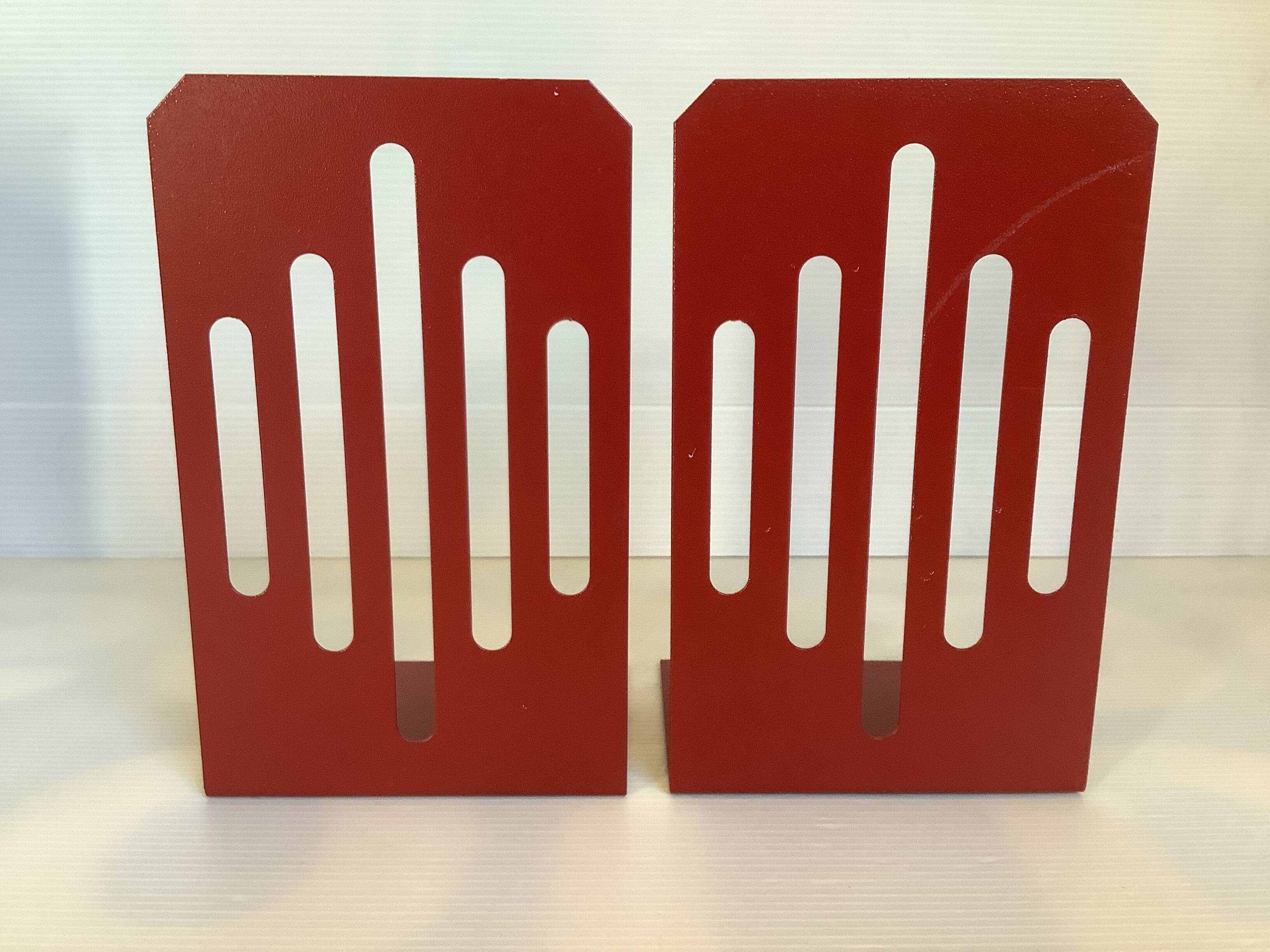 Pair of garnet metal bookends