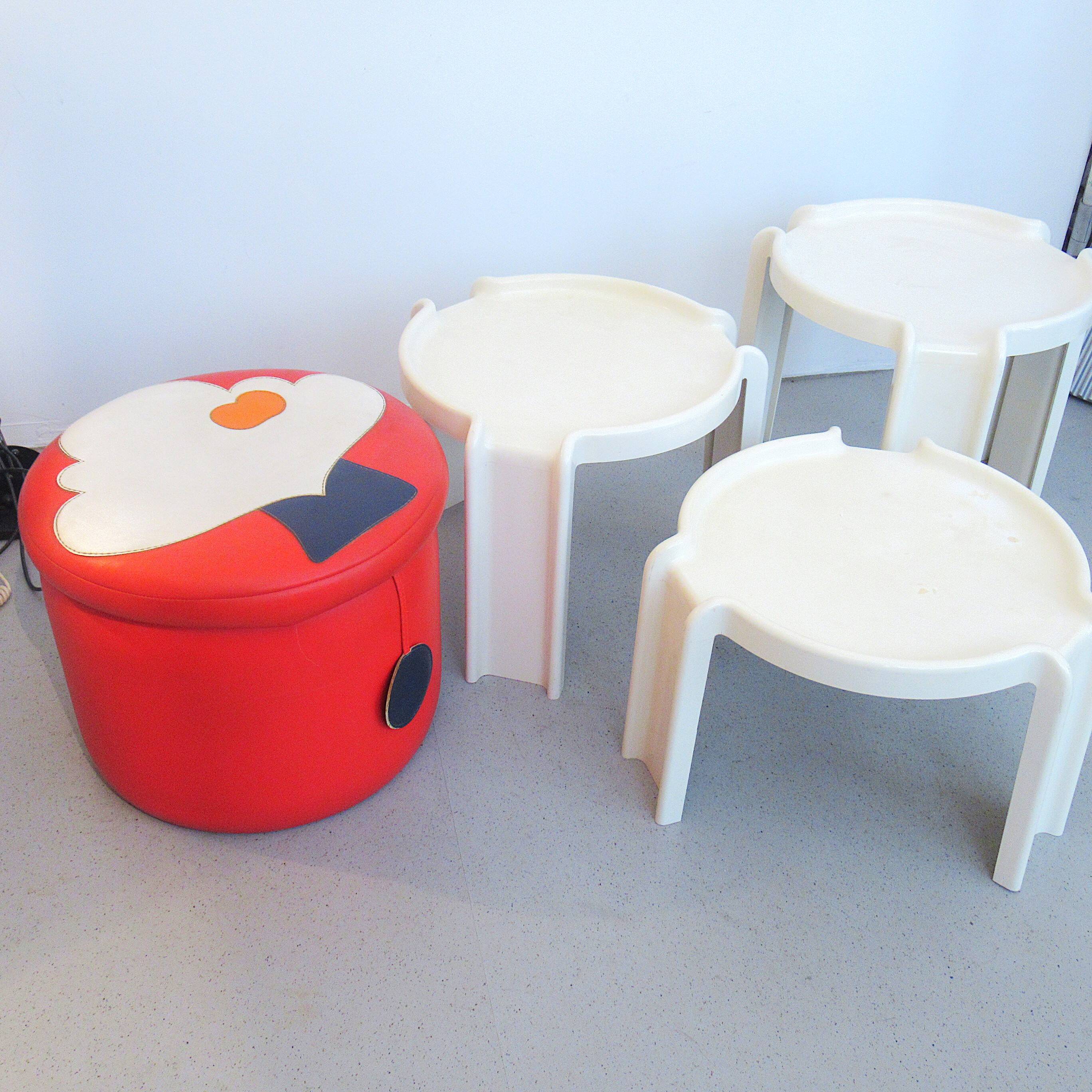 Three Giotto Stoppino Kartell nesting tables from the 60s