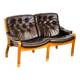 Scandinavian leather and teak bench from the 1960s.