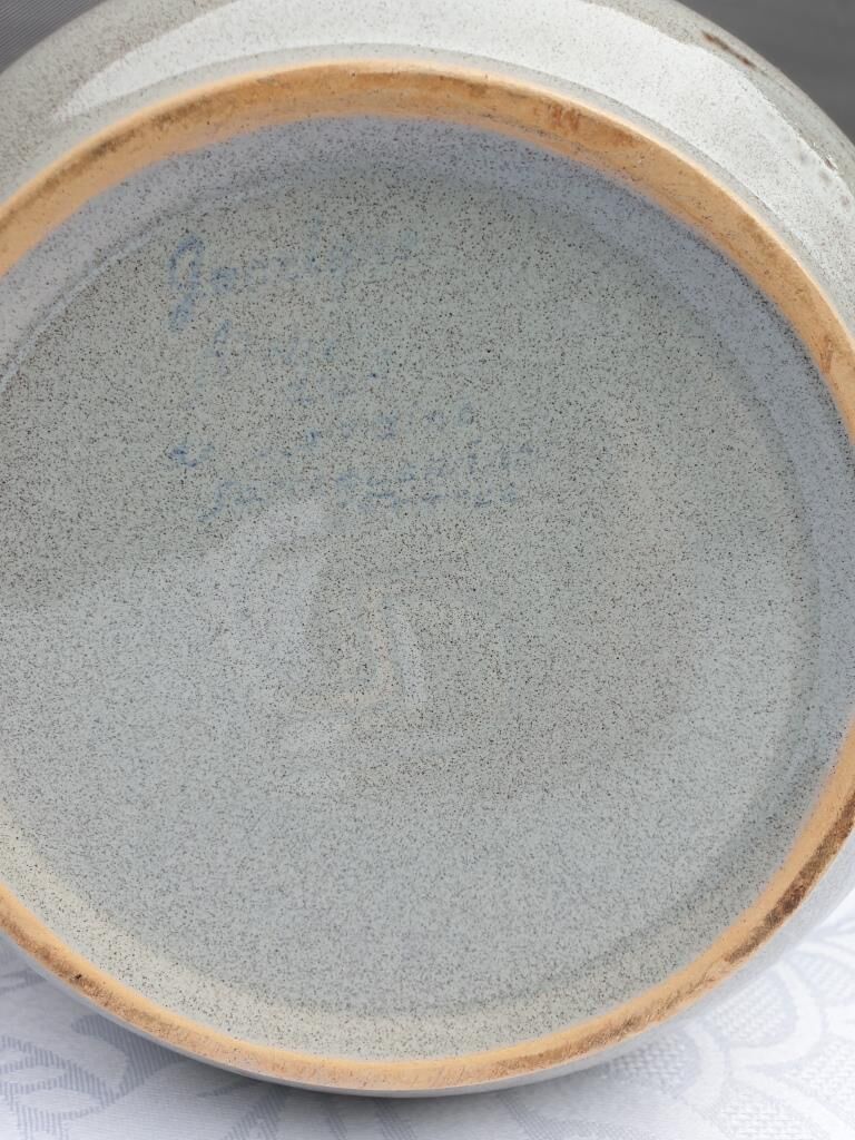 Soup or vinegar sarreguemines morzine 1970 gray floral decoration brown