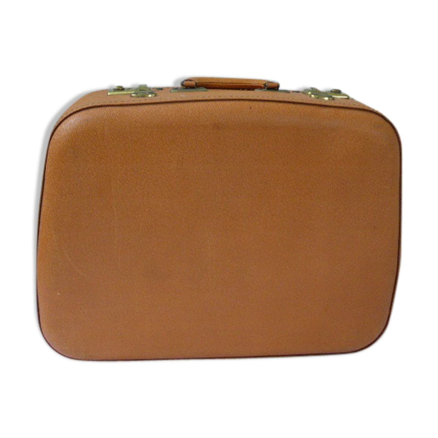 Valise vintage 1950-60 simili cuir caramel