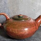 Théière de potier en grès émaillé vintage